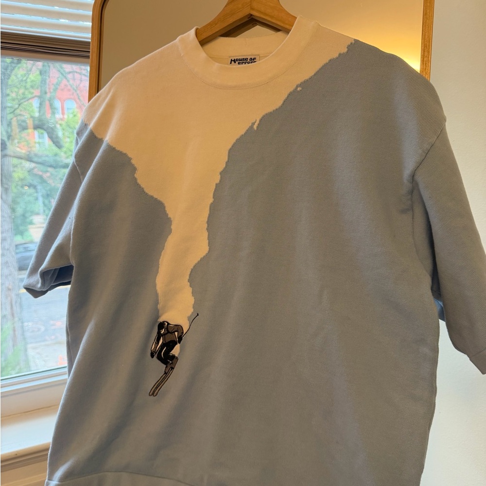 House of Errors Men's Blue & Cream Graphic Ski Sweater Tee